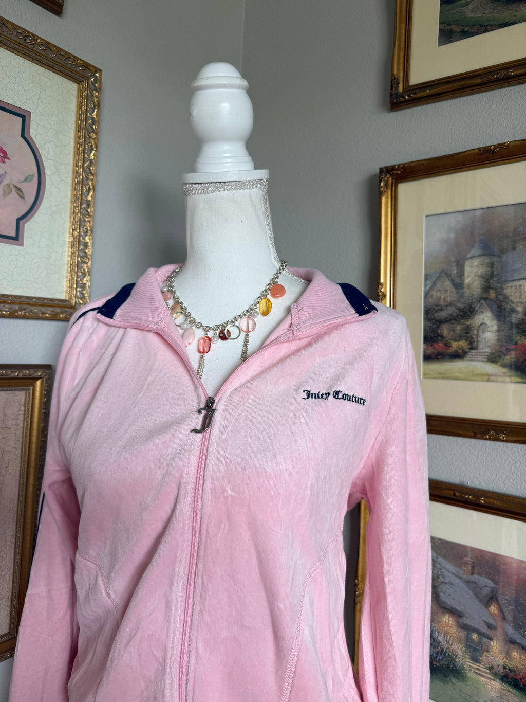 Juicy Couture NWT Baby Pink & Navy Velvet Jacket