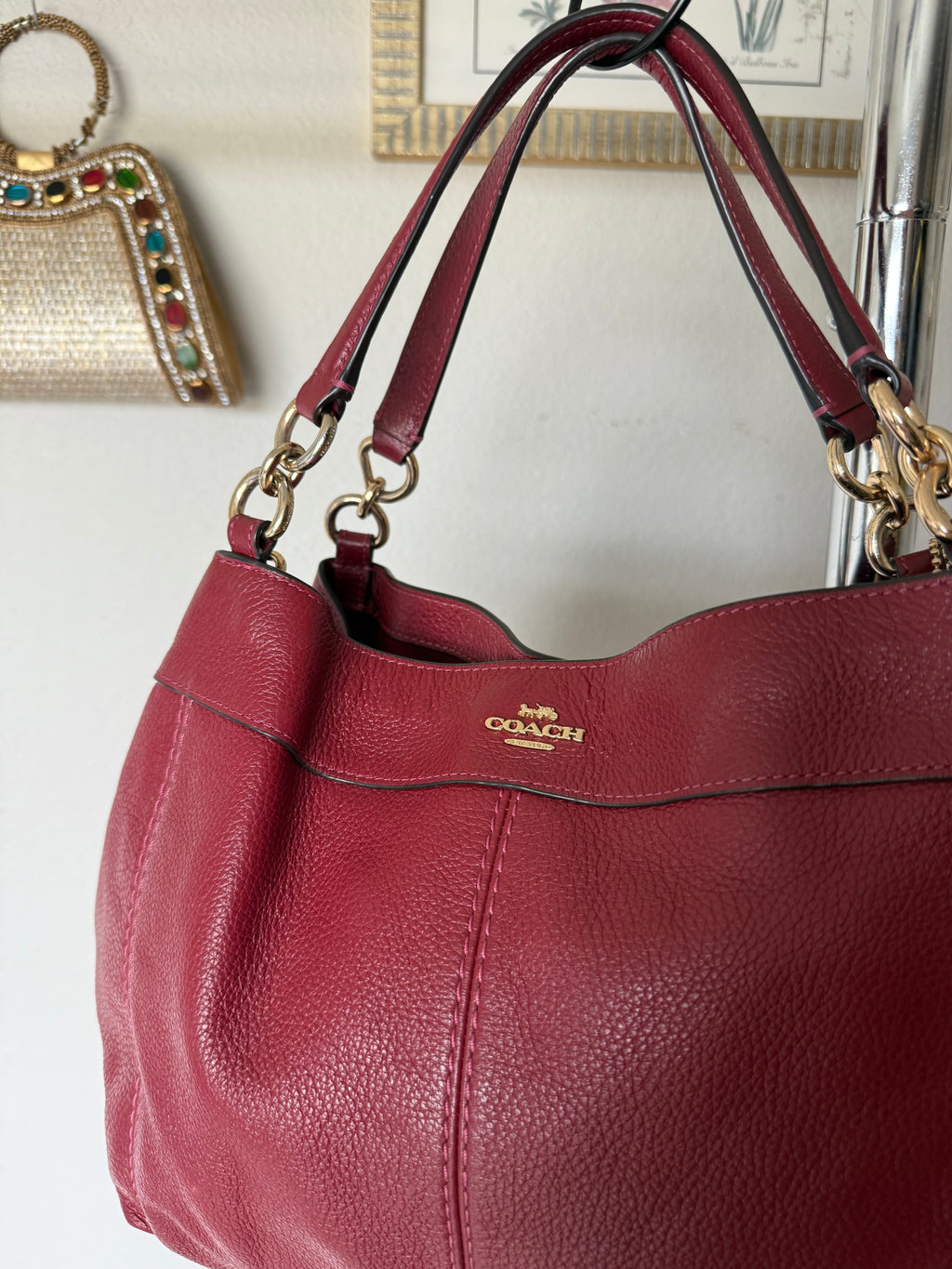 Coach Lexy Red Leather Shoulder Bag
