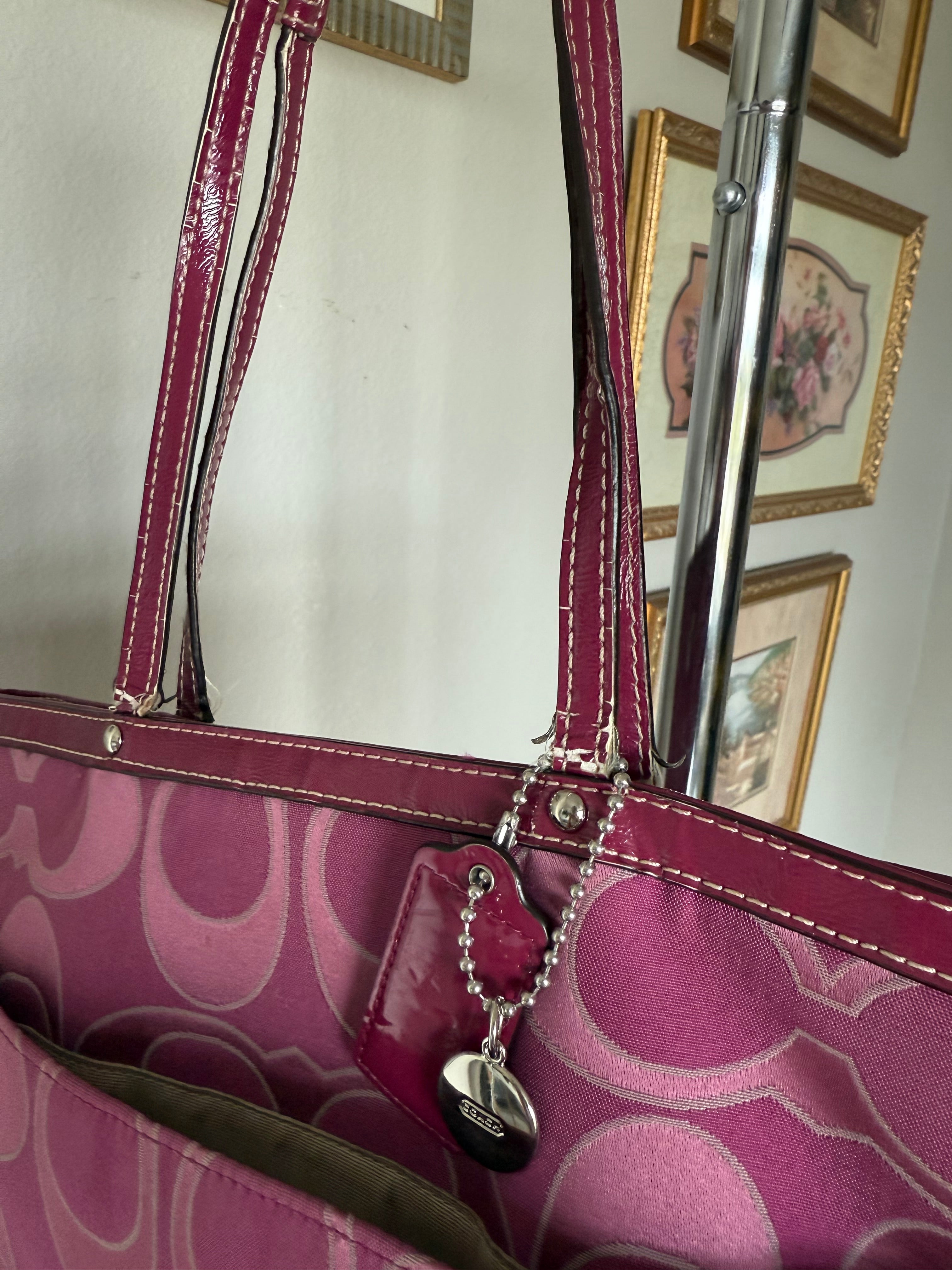 Coach Pink Signature Canvas Tote