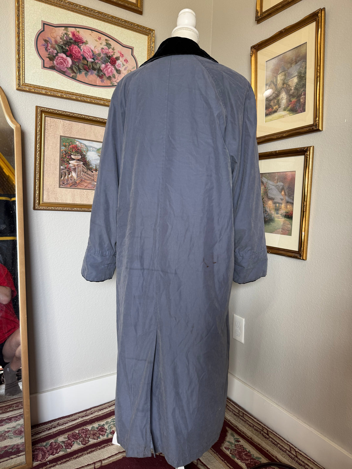 Vintage London Fog Dusty Blue & Black Trenchcoat