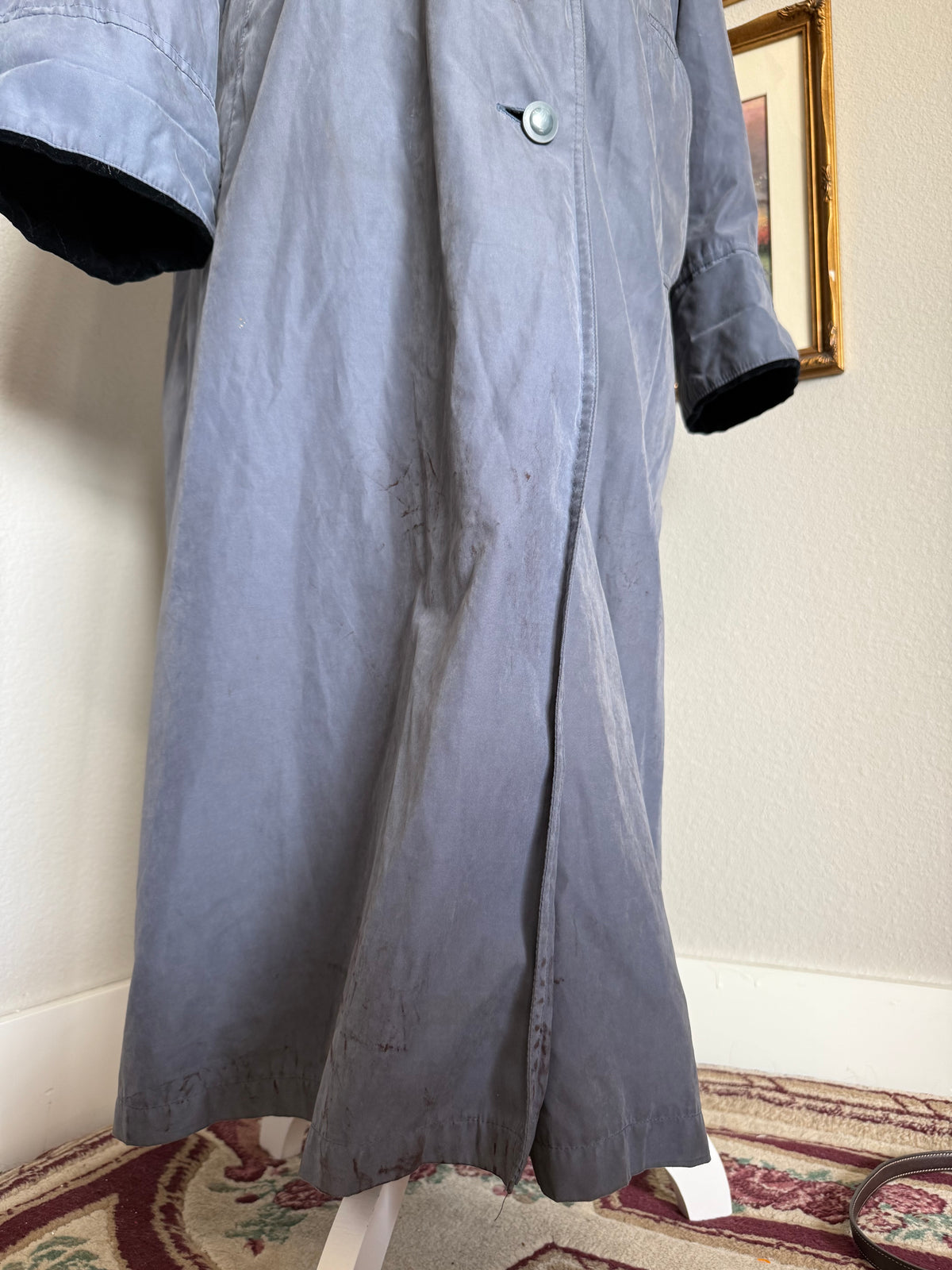 Vintage London Fog Dusty Blue & Black Trenchcoat