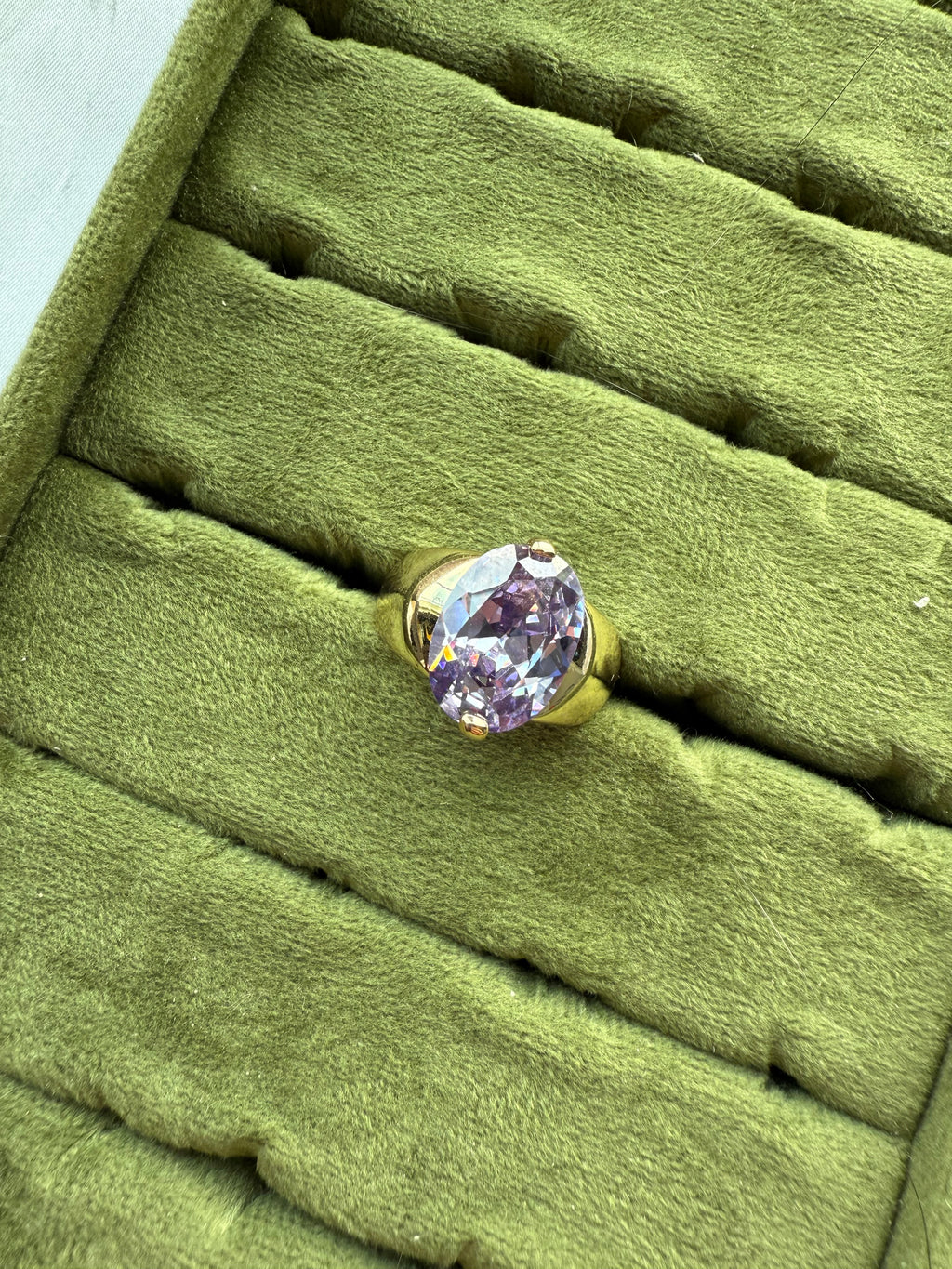 Gold Lilac Chunky Ring Size 7