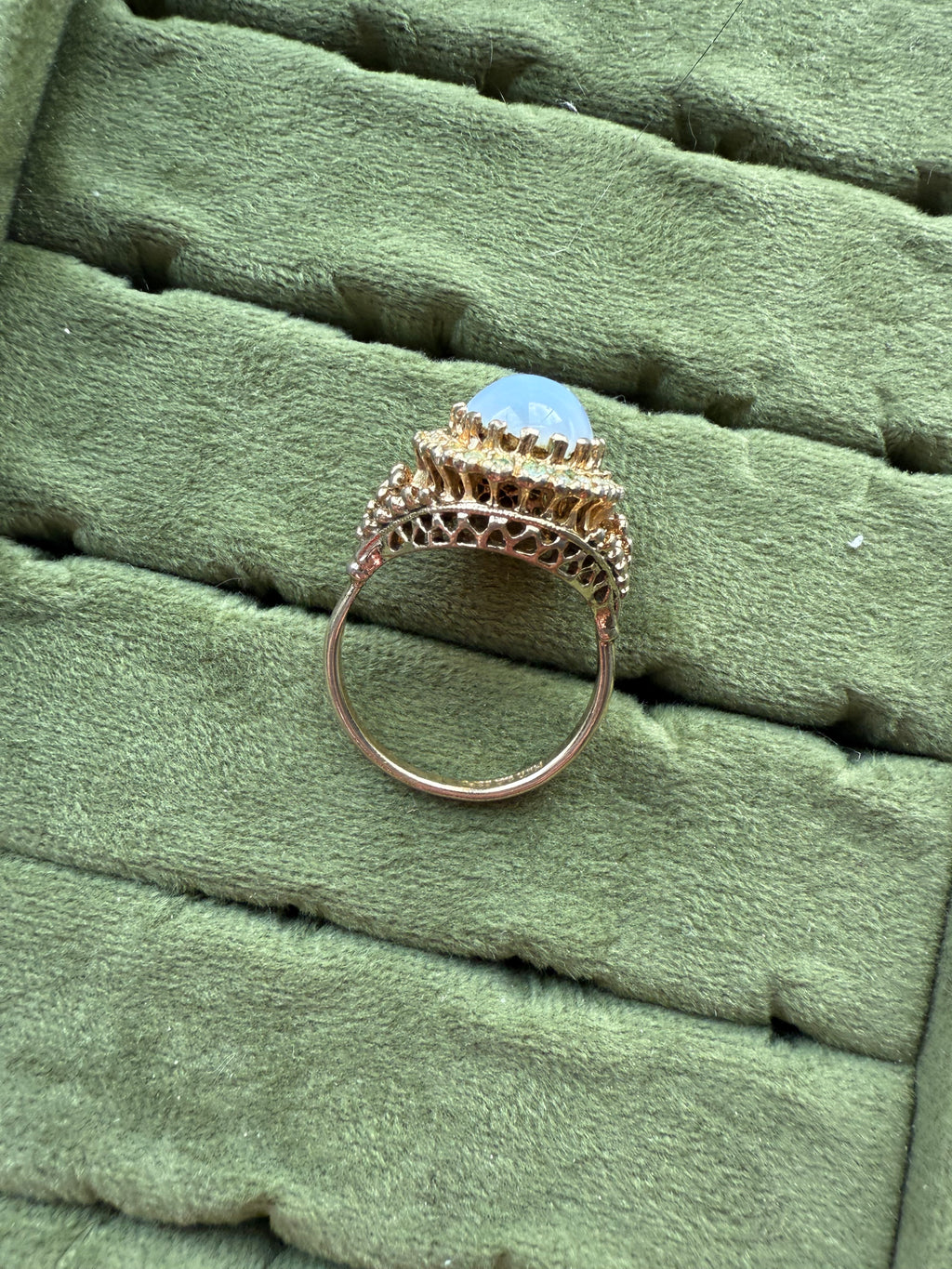 Gold AB Iridescent Halo Ring Size 10.25