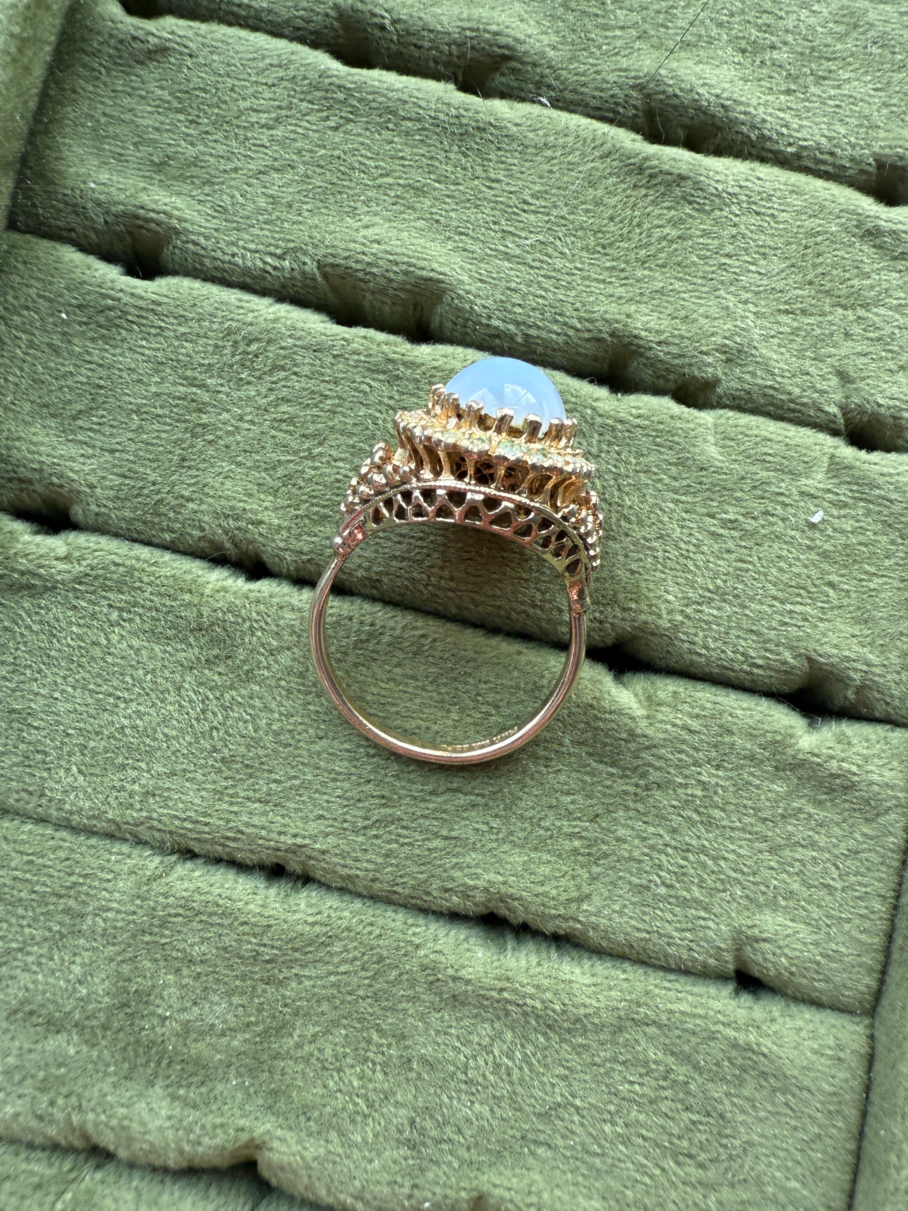 Gold AB Iridescent Halo Ring Size 10.25