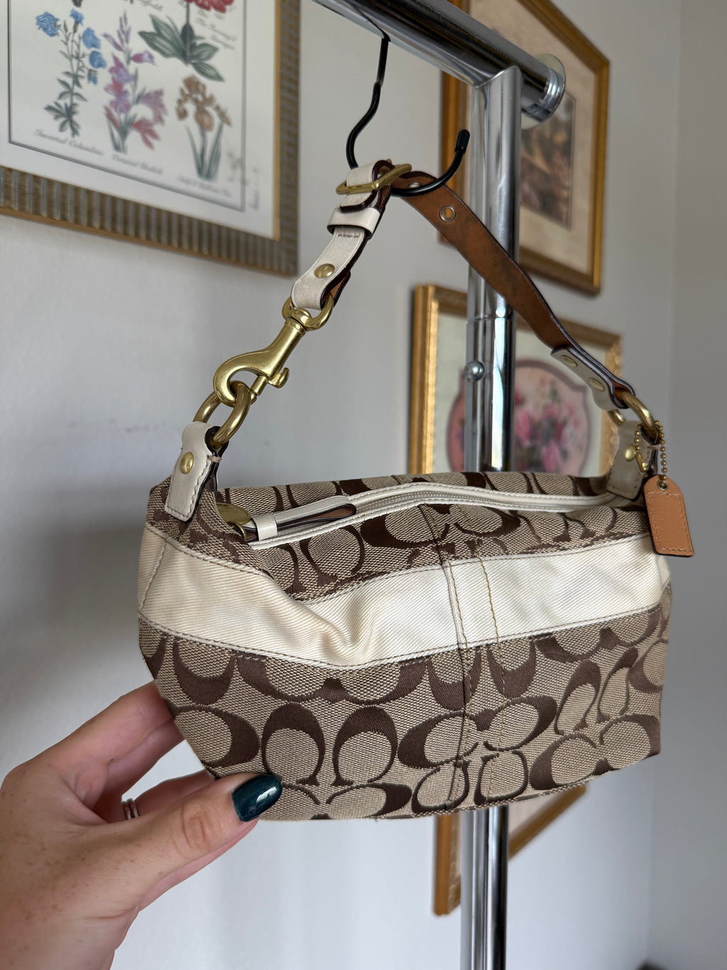 Coach Beige Canvas Shoulder Bag