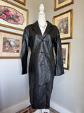 Vintage Black Leather Buttoned Trenchcoat